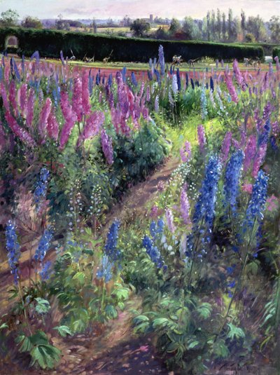 Campo di Delphinium e Cavalli, 1991 da Timothy Easton